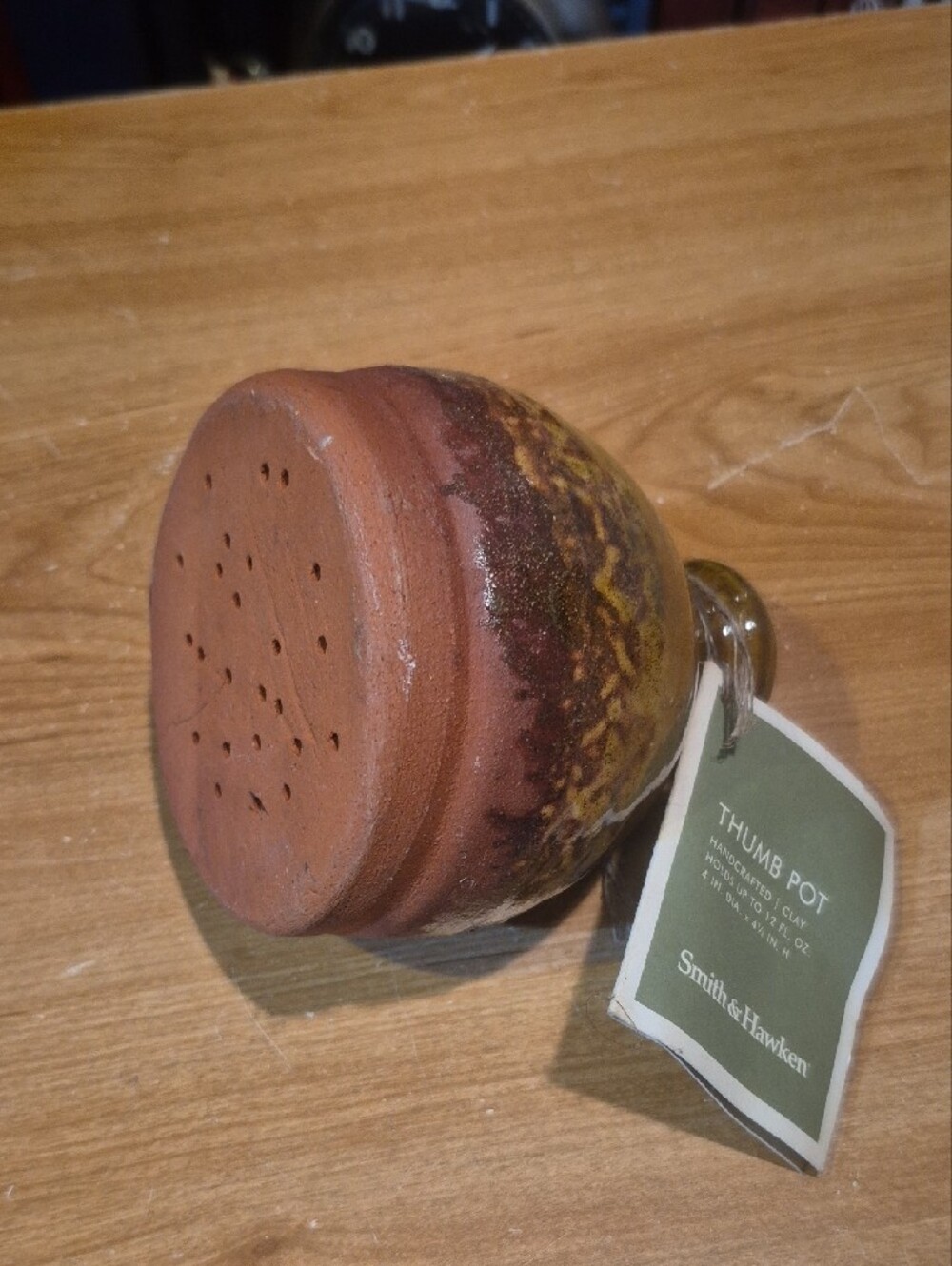 Smith & Hawken Olive-Green Glazed Thumb Pot - Picture 2 of 6